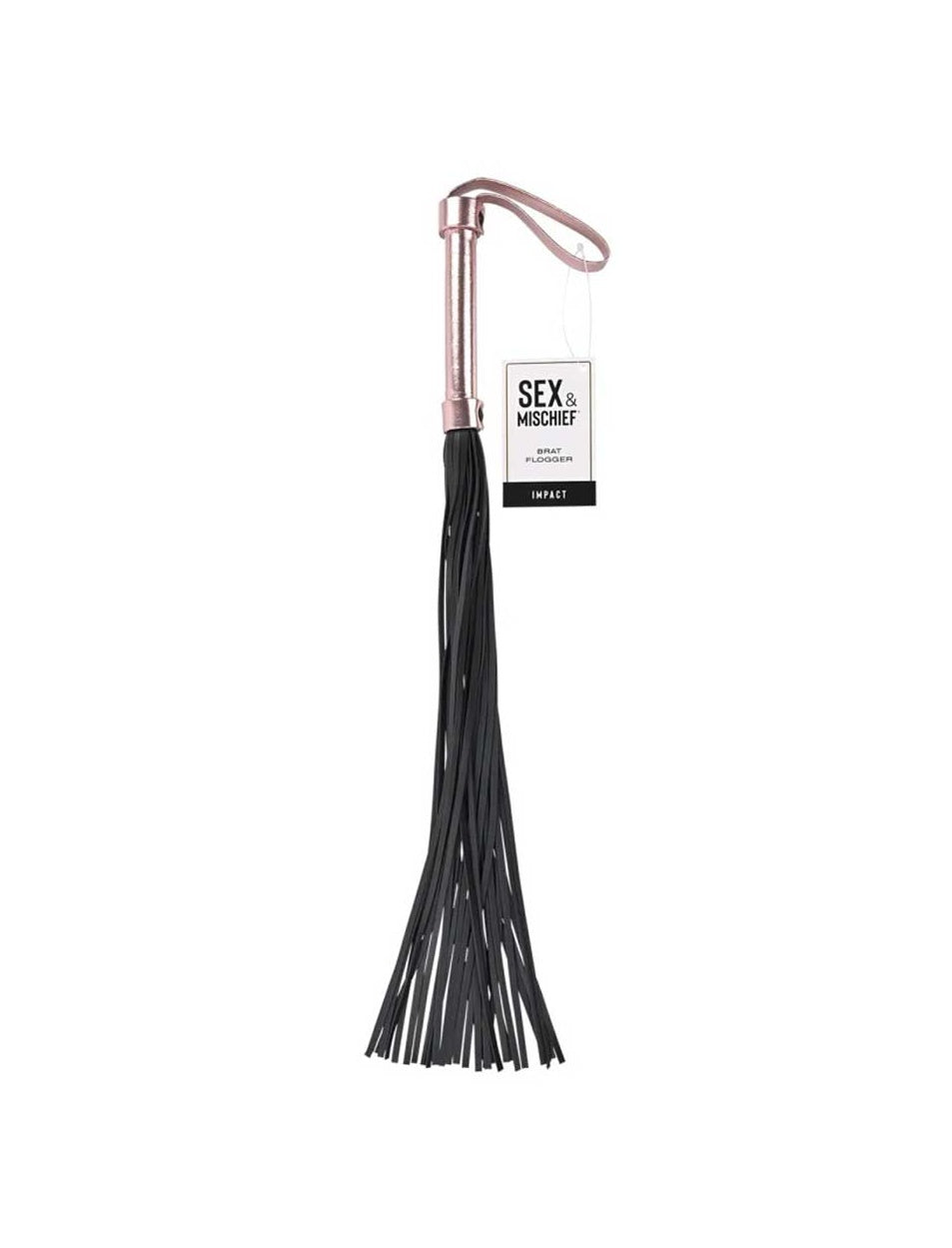 Flogger Látigo de tiras 10.16 cm- Oro Rosa / Negro