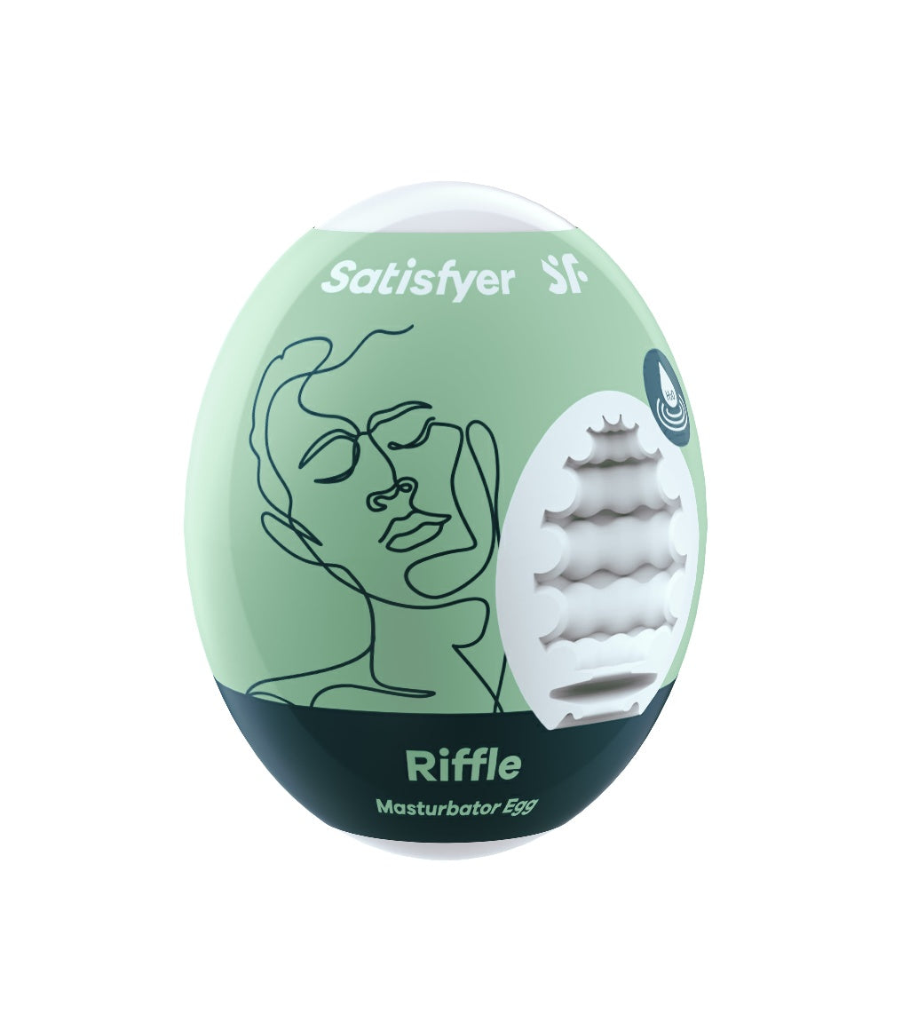 Satisfyer Huevo Masturbador Riffle – Verde Claro – Textura Ondulada para Estimulación Intensa