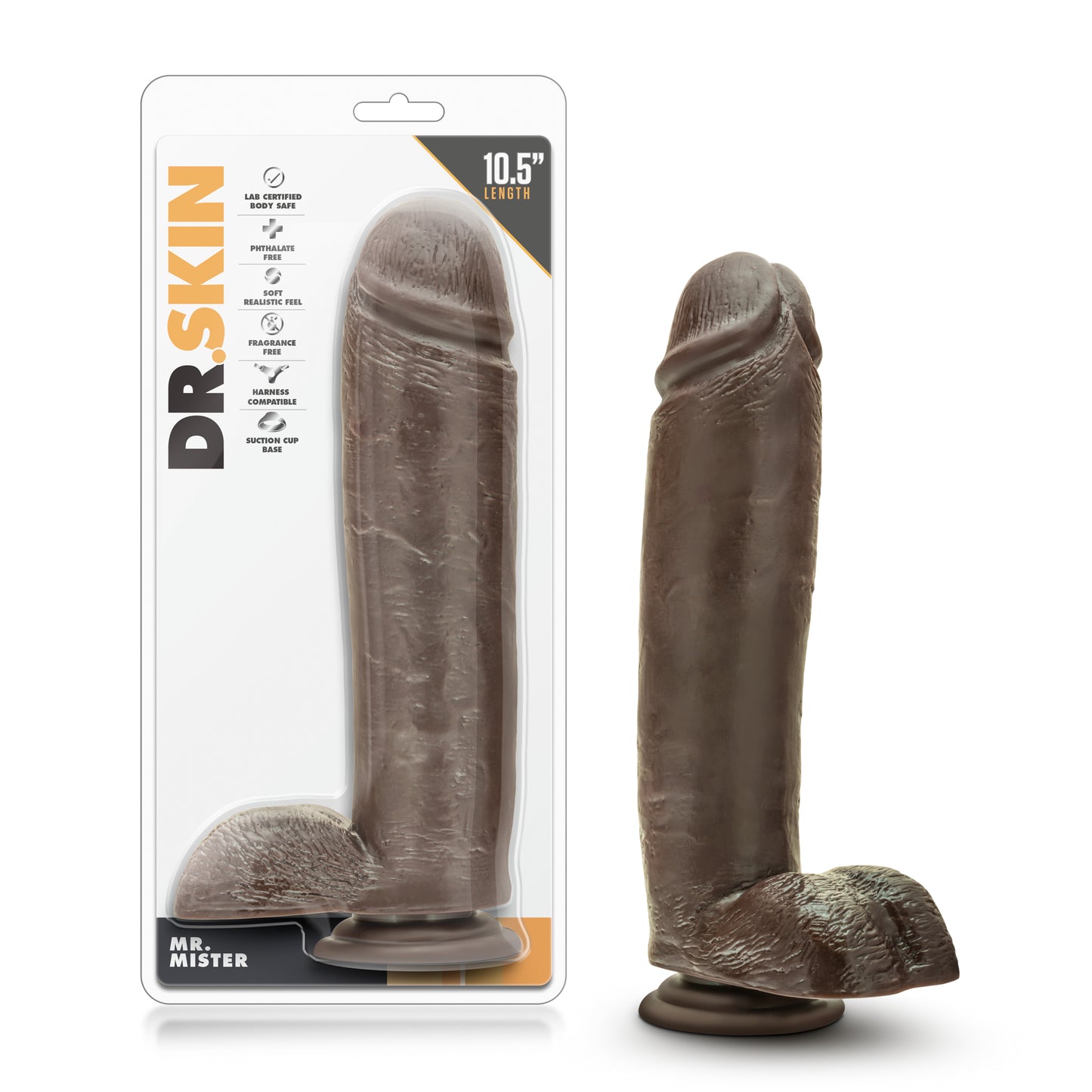 Realistic 9 Inch Chocolate Dildo with Suction Cup - Dr. Skin Mr. Mister