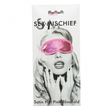 Satin Rose Blindfold with Elastic Strap - Pink