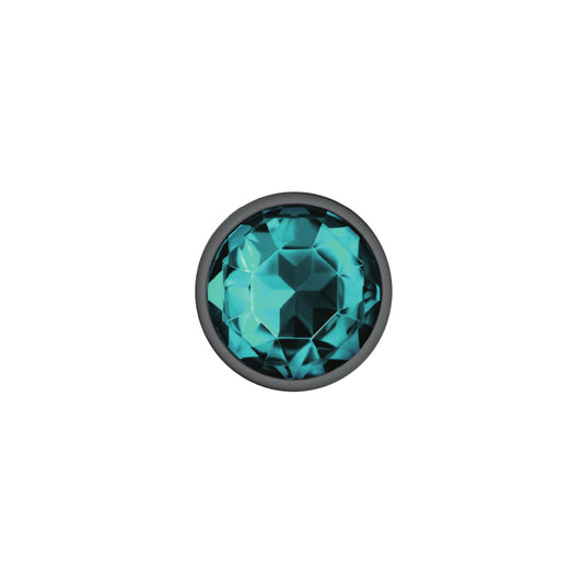 Medium Teal Gem Metal Butt Plug - Jeweled Anal Plug Temperature Play