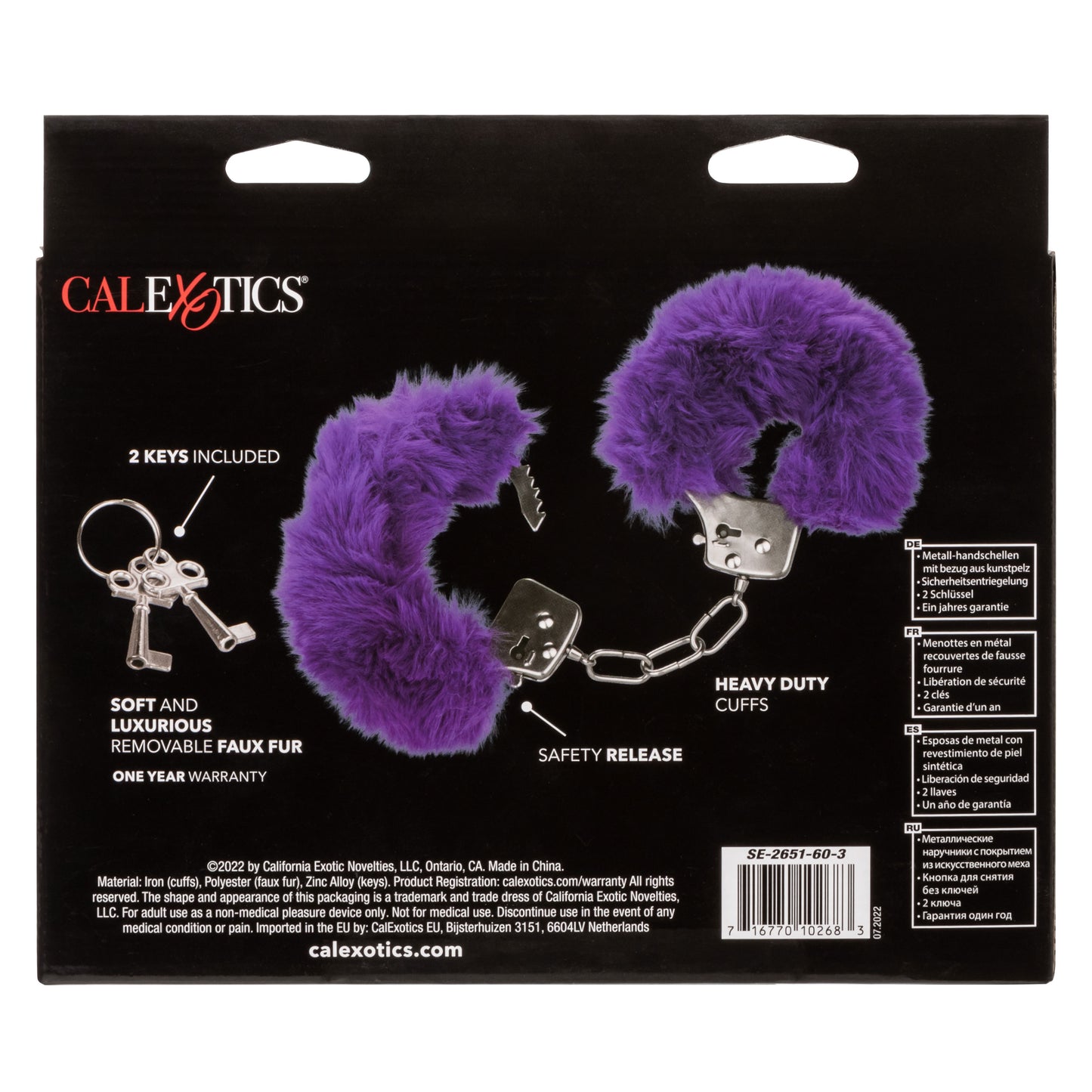 Ultra Fluffy Furry Wrist Cuffs - Adjustable Purple BDSM Restraints with Quick-Release