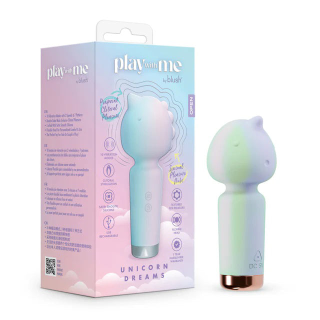 Play With Me Unicorn Dreams Vibrator – 10 Mode Rechargeable Silicone Wand