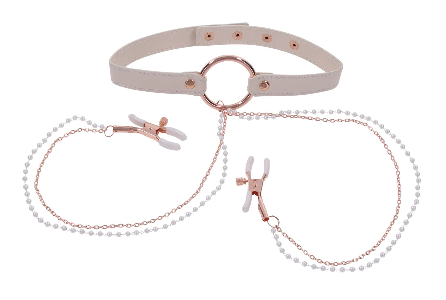 Peaches n Cream Nipple Clamp Collar - Rose Gold Chain