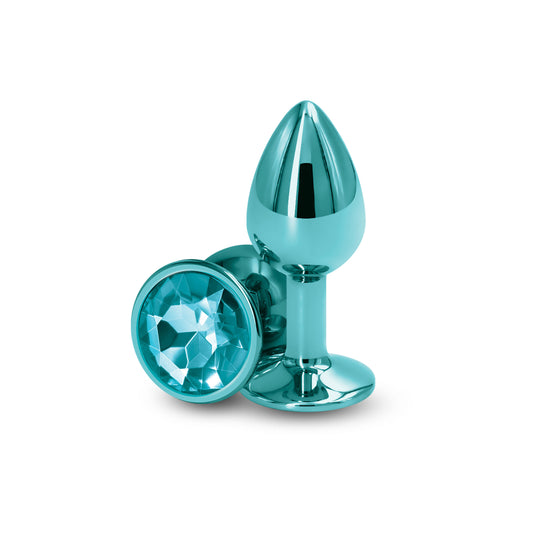 Small Teal Jeweled Butt Plug - Chrome Anal Plug Beginner
