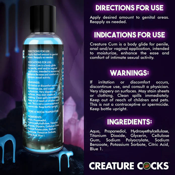 Creature Cum Blue Water-Based Lubricant 4 oz - Fantasy Glow