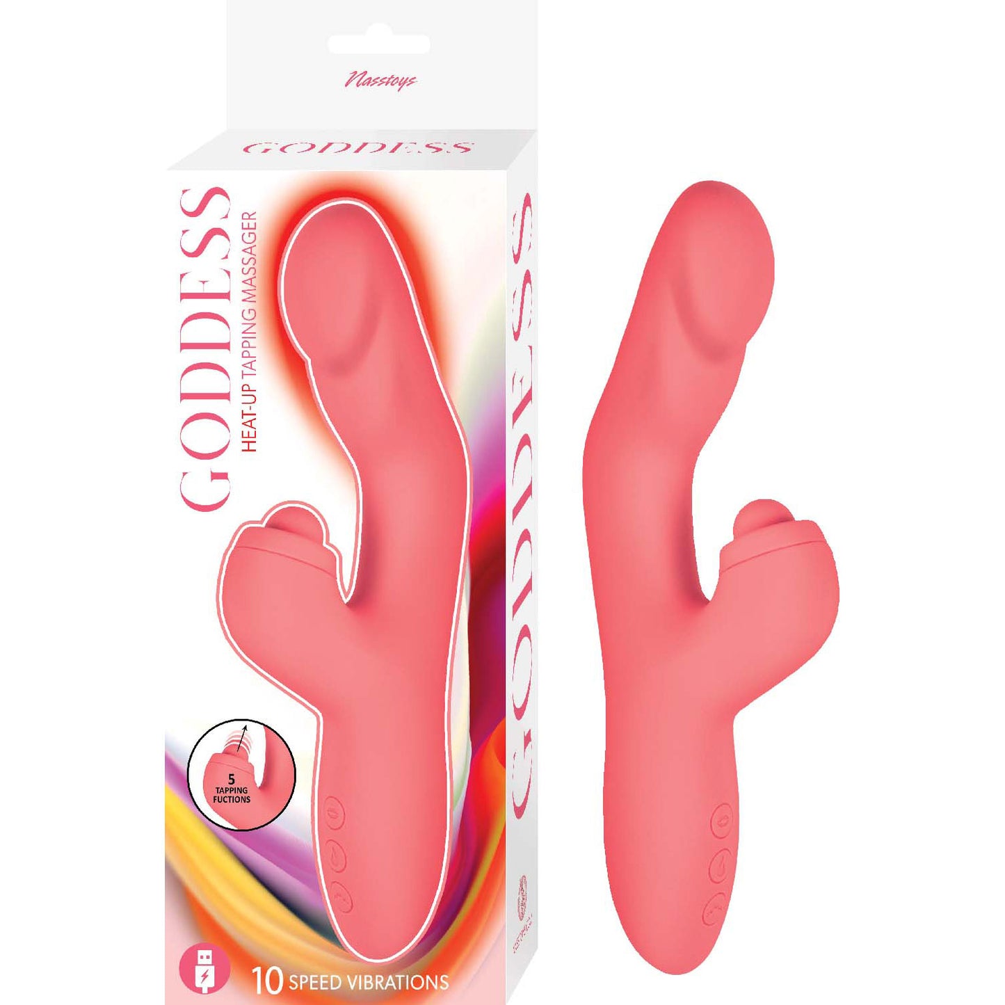Goddess Heat-Up Tapping Rabbit Vibrator - Dual Tapping & Warming G-Spot Vibrator