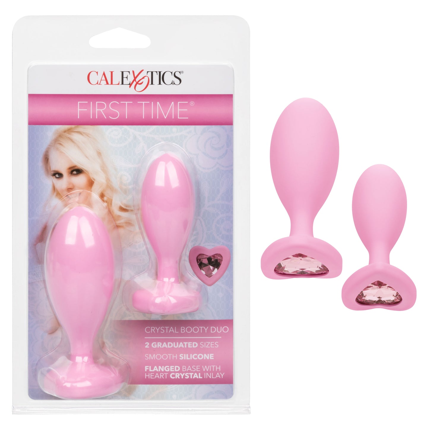 First Time Crystal Booty Duo Pink Anal Plug Set