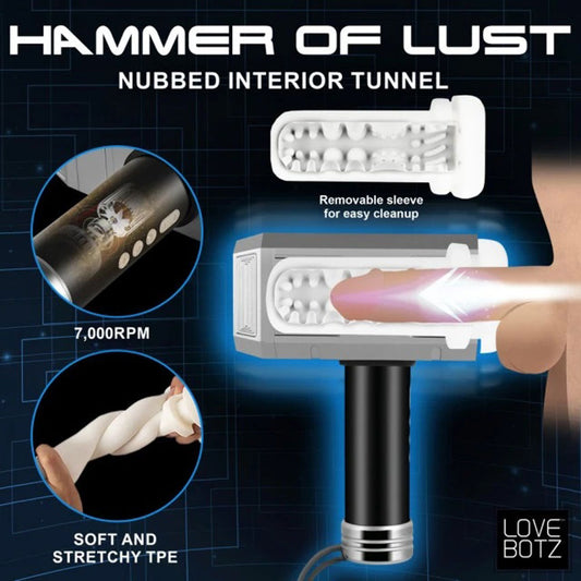 Lovebots Hammer Vibrating Suction Masturbator - 3 Vibration + 5 Suction Modes