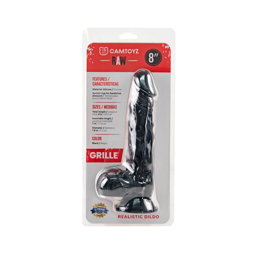 8" Realistic Black Silicone Suction Cup Dildo with Balls