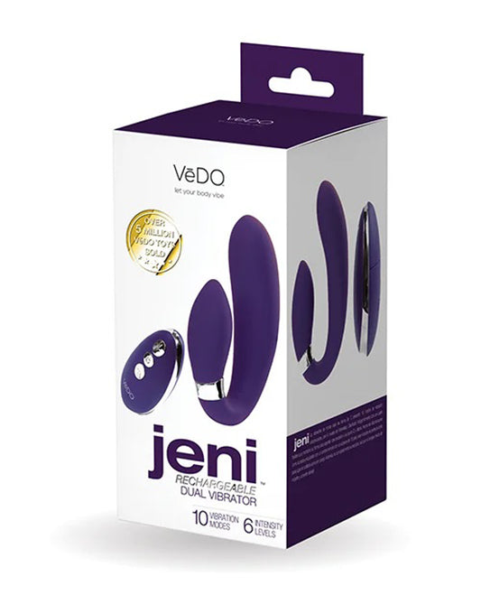 Jeni C-Shaped Dual Motor Vibrator - 10 Modes, Remote Control, G-Spot & Clit Stim, Waterproof Purple