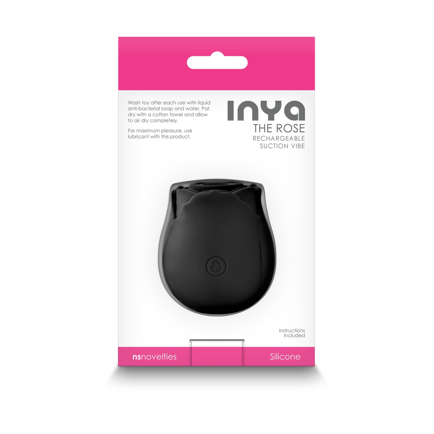 Inya Rose Black Air Pulse Clitoral Stimulator - Rechargeable Suction Rose