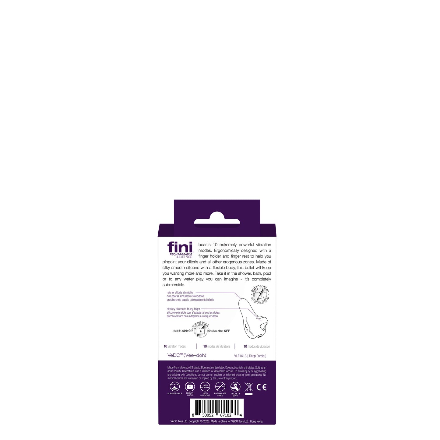 Rechargeable Finger Vibrator Bullet with Ergonomic Ring – Purple