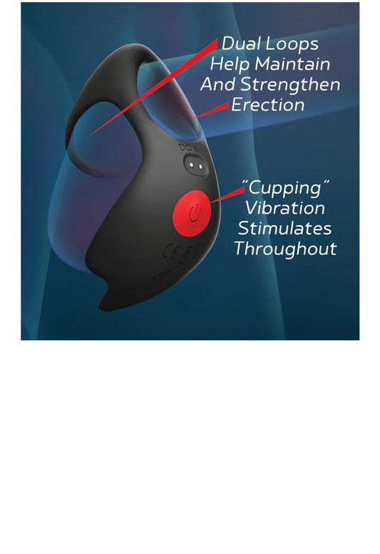 Red Dot V3 Premium Couples Vibrating Cock Ring – Black/Red