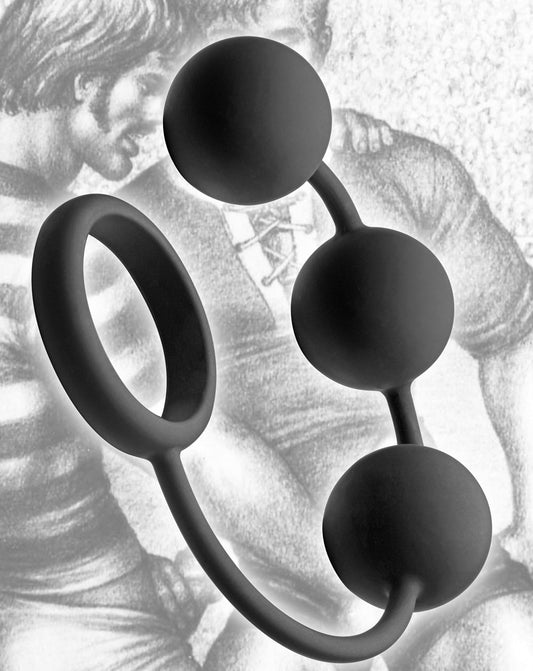 Weighted Silicone Cock Ring with Anal Balls – Tom Set