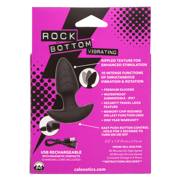 Thrusting & Rotating Vibrating Prostate Massager with Rippled Texture - Black