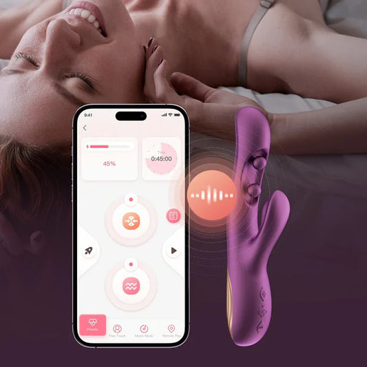 GEM App Controlled Rabbit Vibrator - G-Spot & Clitoral Suction Vibrator with App