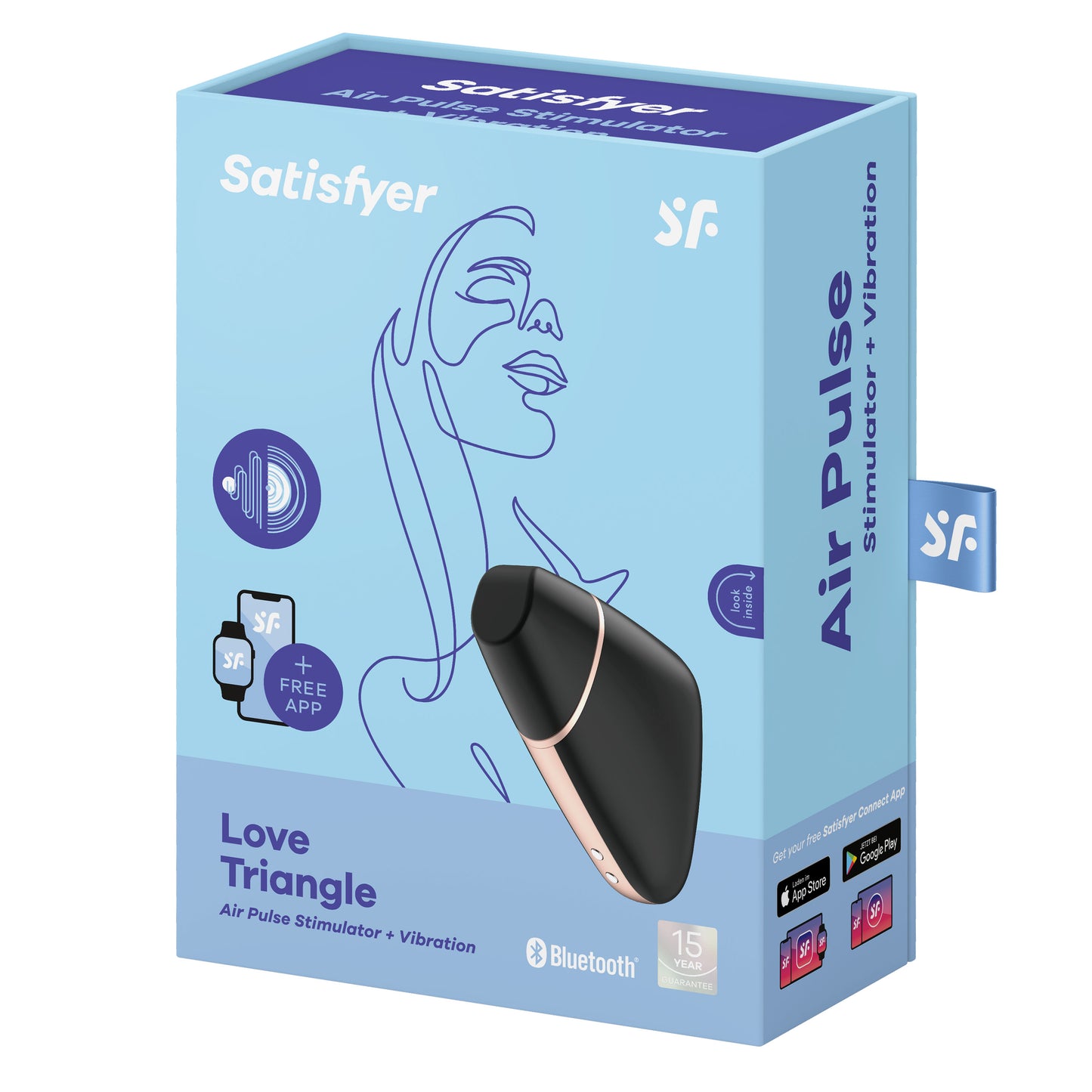 Love Triangle App-Controlled Clitoral Air Pulse Vibrator - Black