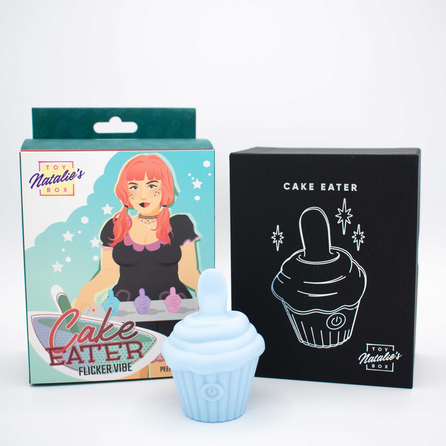 Cake Eater Tongue Vibrator - 10 Vibration Modes, Flexible Licking Tongue, Discreet Cupcake Design Blue