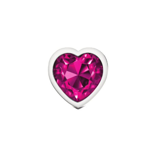 Medium Bright Pink Heart Jeweled Butt Plug - Metal Anal Plug Temperature Play