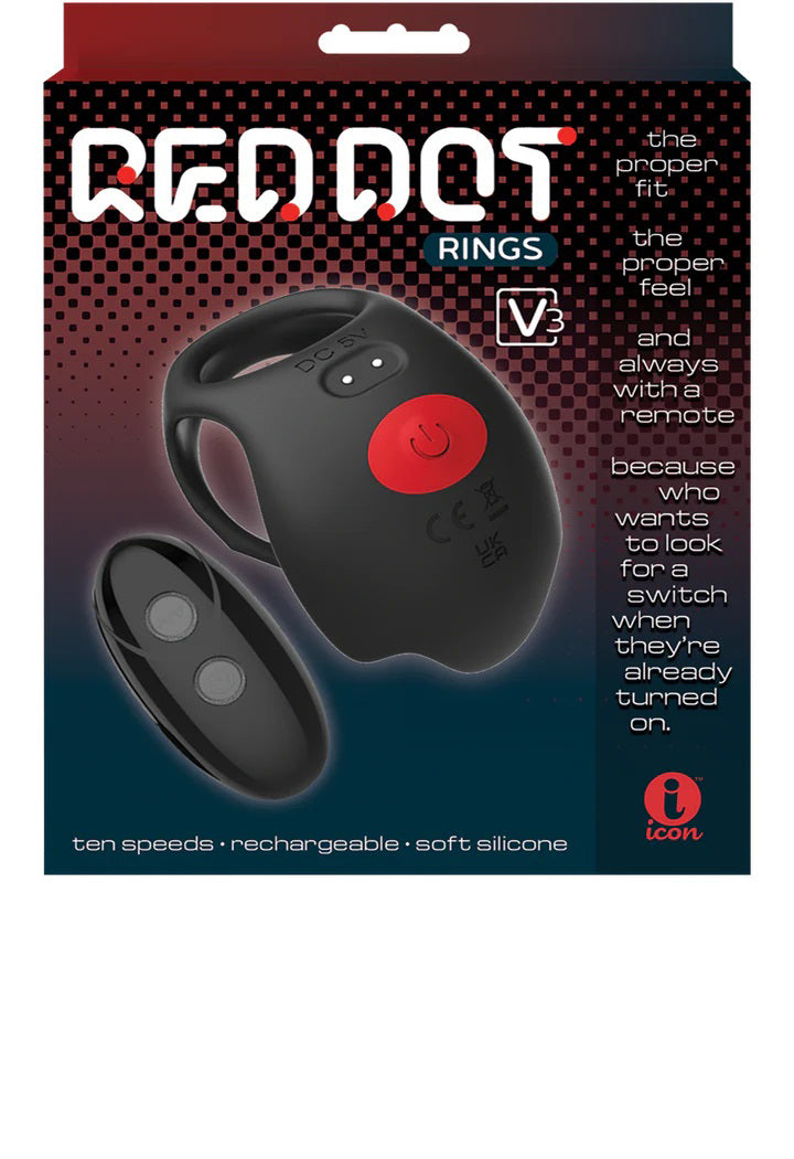 Red Dot V3 Premium Couples Vibrating Cock Ring – Black/Red