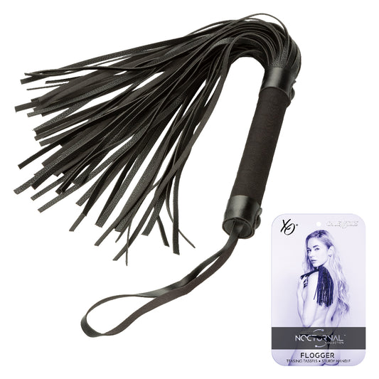 25.5" Suede Flogger Whip - Nocturnal Collection Black, Beginner-Friendly BDSM