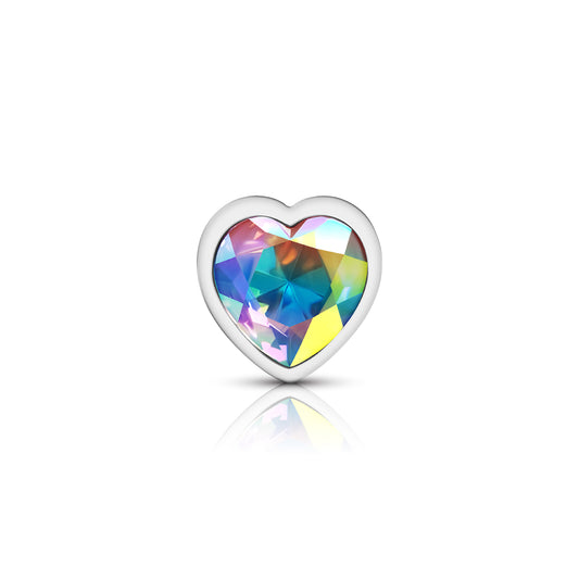 Large Iridescent Heart Jeweled Butt Plug - Metal Anal Plug Temperature Play