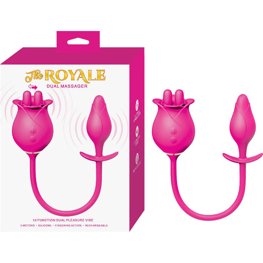 Royale Dual Rose Finger Vibrator - 10 Fingering Modes + Vibration, Rechargeable Pink