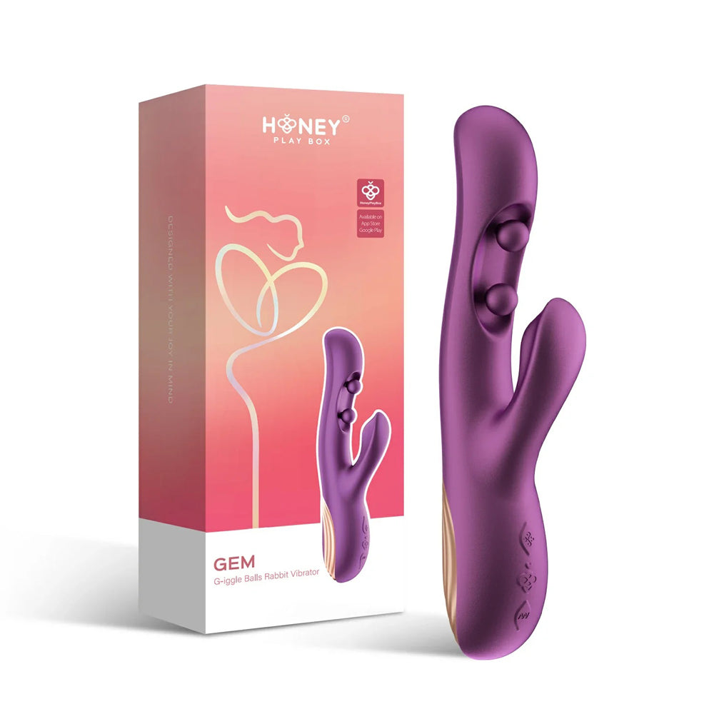 GEM App Controlled Rabbit Vibrator - G-Spot & Clitoral Suction Vibrator with App