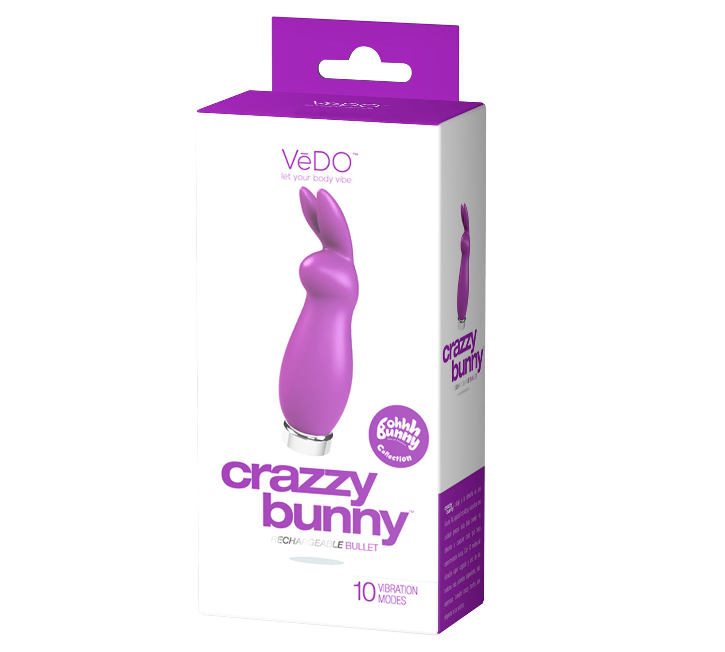 Crazy Bunny Flexible Rabbit Vibrator - 10 Powerful Modes, Dual Stimulation, Waterproof Purple