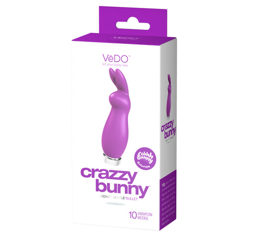 Crazy Bunny Flexible Rabbit Vibrator - 10 Powerful Modes, Dual Stimulation, Waterproof Purple
