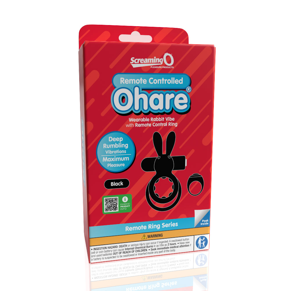 Rechargeable Rabbit Cock Ring with Remote – XL Black
