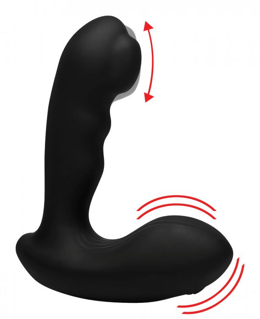 Rechargeable Thrusting Prostate Massager with Milking Motion & Remote - Black