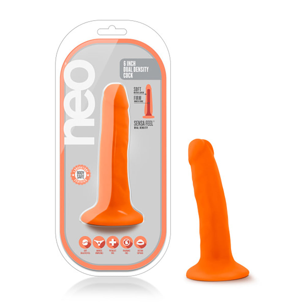 Neon Orange Dual Density Suction Cup Dildo 5.5" - Realistic Sensa Feel