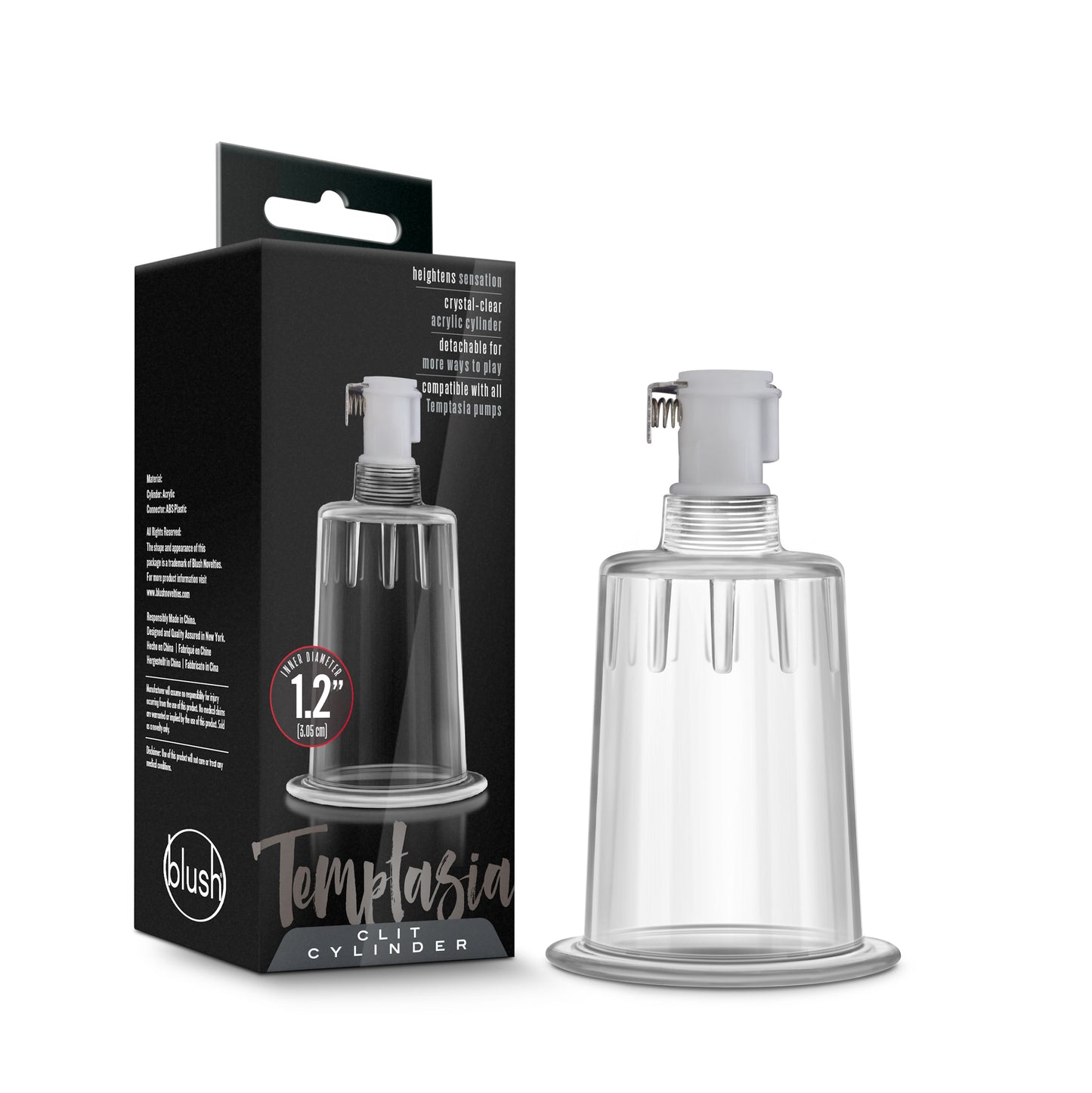 Temptasia Clit Cylinder - 1.2 Inch Diameter - Clear