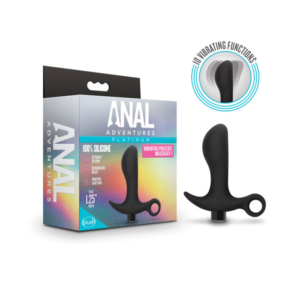 Rechargeable Curved Prostate Vibrating Anal Plug - Black