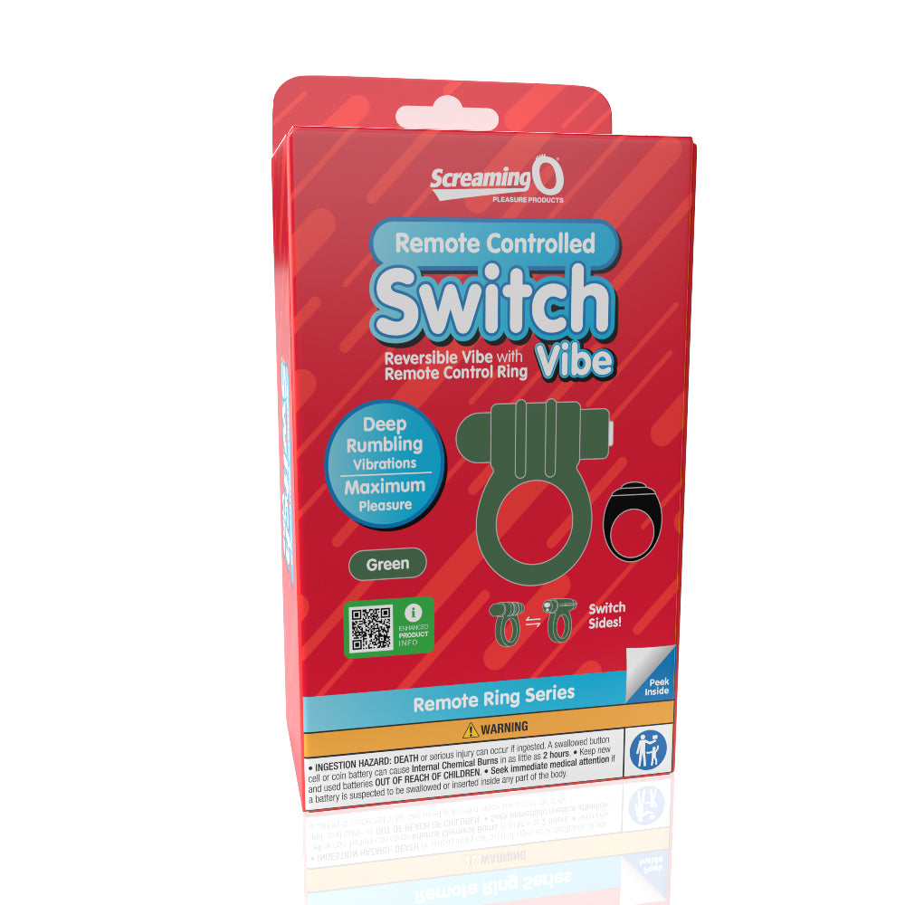 Rechargeable Remote Control Vibrating Cock Ring - Green