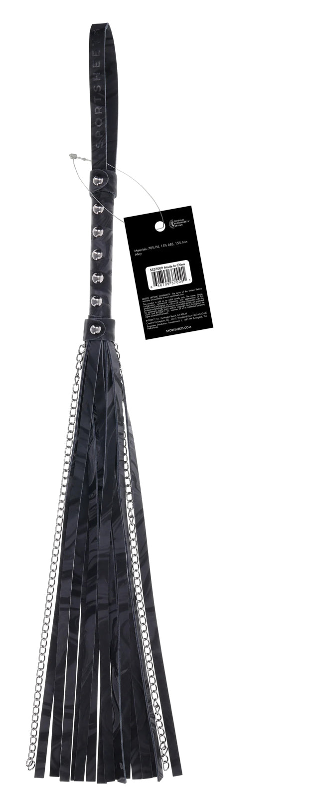 Velvet Noir Vegan Flogger with Hematite Chains - Black