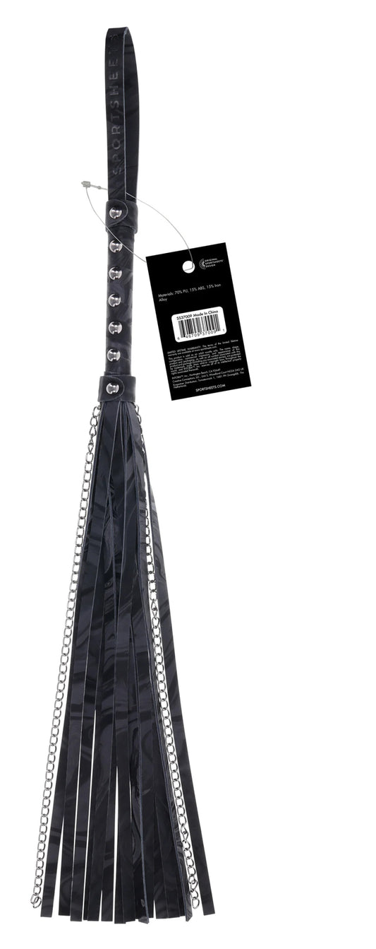 Velvet Noir Vegan Flogger with Hematite Chains - Black