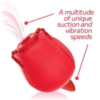 Wild Rose Sucking & Licking Clitoral Stimulator - Red Dual Air Pulse & Tongue Toy
