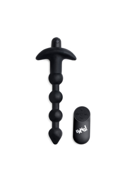 Remote Control Rechargeable Vibrating Anal Beads - Black