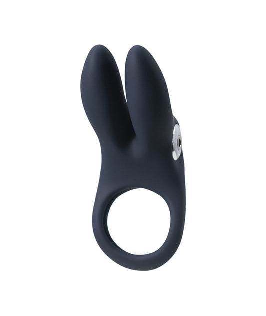 Anillo Vibrador Sexy Bunny con Orejas de Conejo - Perla Negra
