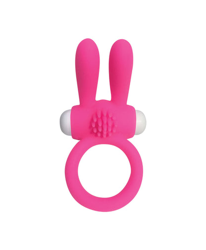 Neon Pink Rabbit Vibrating Cock Ring – Clitoral Stimulator