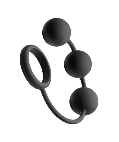 Weighted Silicone Cock Ring with Anal Balls – Tom Set