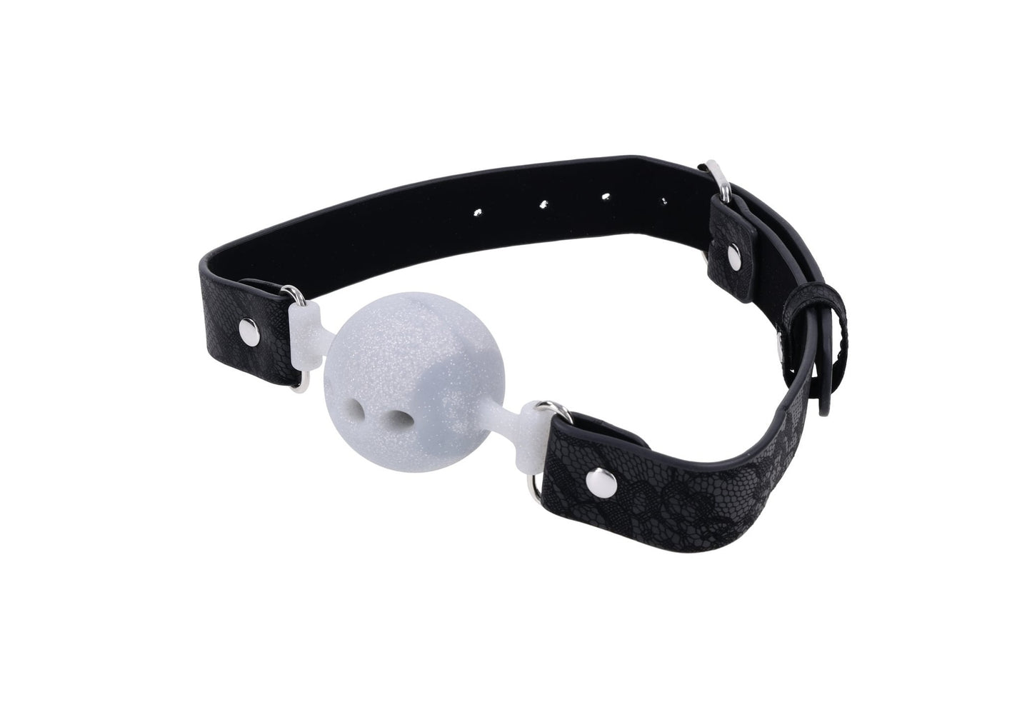 Mordaza Transpirable de Silicona con Encaje – BDSM Blanca