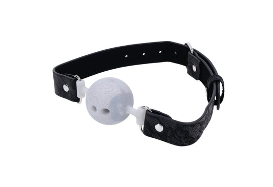 Mordaza Transpirable de Silicona con Encaje – BDSM Blanca
