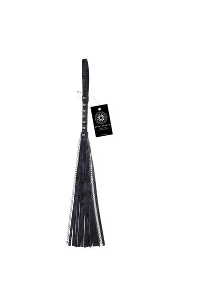 Velvet Noir Vegan Flogger with Hematite Chains - Black