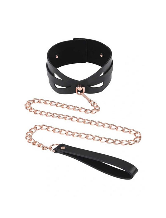 Collar y correa - Oro Rosa / Negro