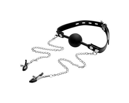 Mordaza con Pinzas de Pezón Ajustables - Negro