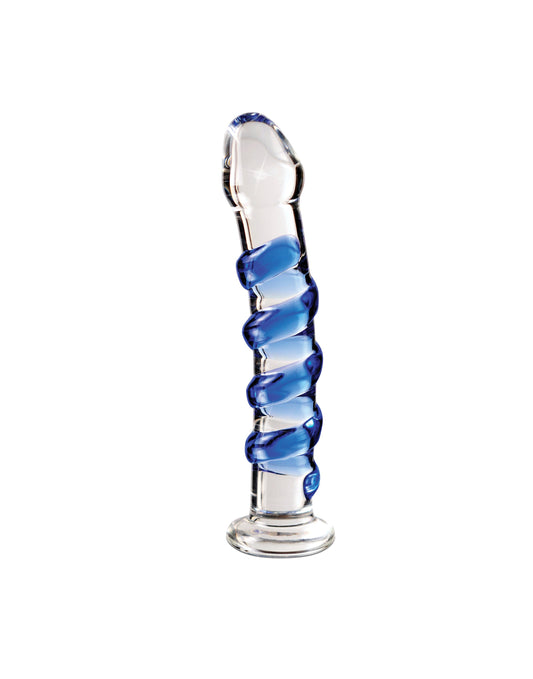 Icicles – Dildo de Vidrio Transparente/Azul con Diseño Texturizado para Estimulación Intensa